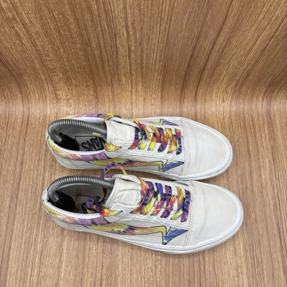 VANS Old Skool Warp Canvas White Tie Dye‎ Sneakers Shoes Men’s Size 6.5 womens 8